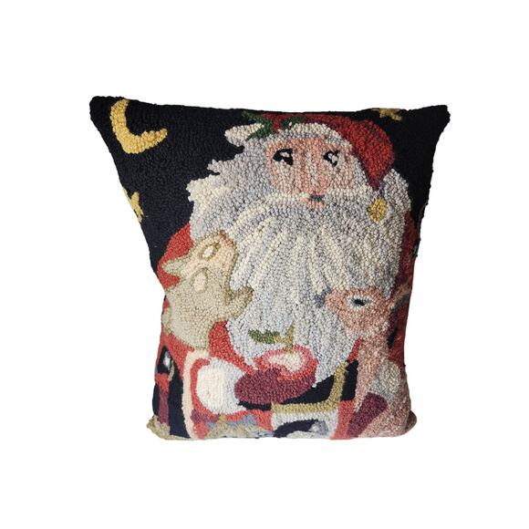 PEKING HANDICRAFT Holiday Collection Santa Raindeer Decorative 3D Pillow 14x15 - Picture 1 of 8